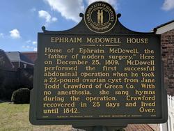 Front of the plaque at the Ephraim McDowell House